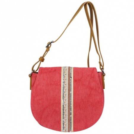 Sac bandoulière à rabat effet déco tresse Fuchsia F9667-3 Ulysee FUCHSIA - 7
