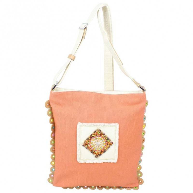 Sac pochette plat toile cuir Lancaster déco perles LANCASTER - 1 Sac pochette plat toile cuir Lancaster déco perles LANCASTER - 1