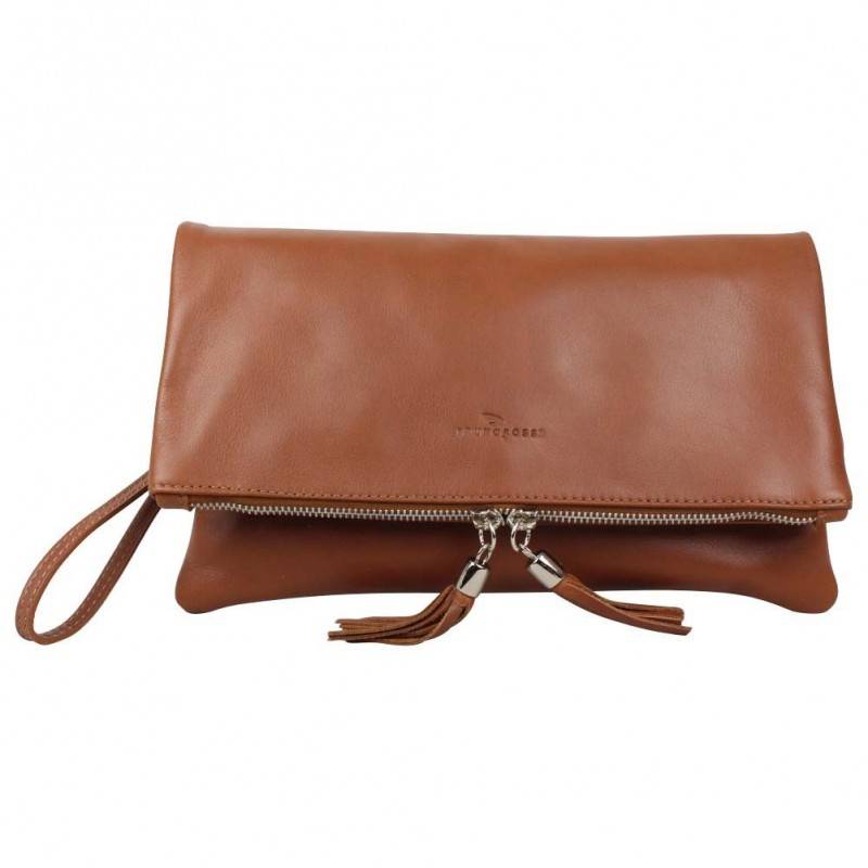 Sac pochette en cuir souple Bruno Rossi Z à rabat marron Bruno Rossi - 1 Sac pochette en cuir souple Bruno Rossi Z à rabat marron Bruno Rossi - 1