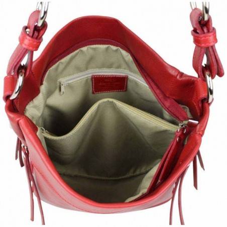 Sac seau hobo cuir souple Bruno Rossi Z Rouge Bruno Rossi - 3