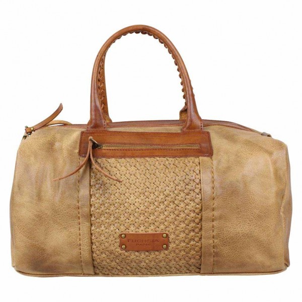 main à Fuchsia bandoulière déco Sac tressée camel bowling A7xq1CRw5