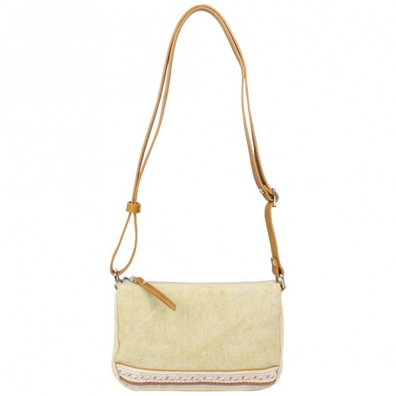 Petit sac bandoulière bande déco toile délavée FUCHSIA Milli beige FUCHSIA - 1 Petit sac bandoulière bande déco toile délavée FUCHSIA Milli beige FUCHSIA - 1