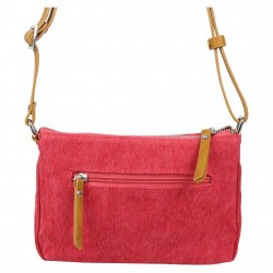 Petit sac bandoulière bande déco toile délavée FUCHSIA Milli rouge FUCHSIA - 2