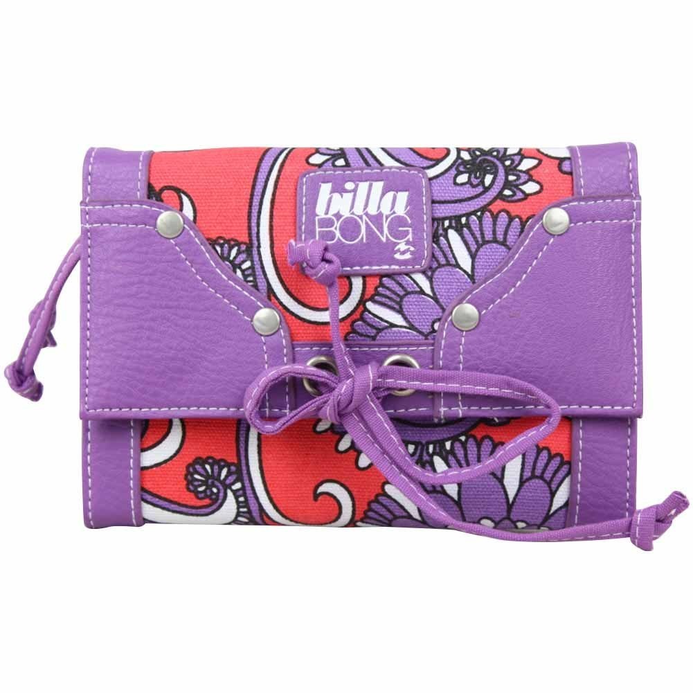 Grand porte monnaie et cartes toile violet motif rouge BILLABONG - 1