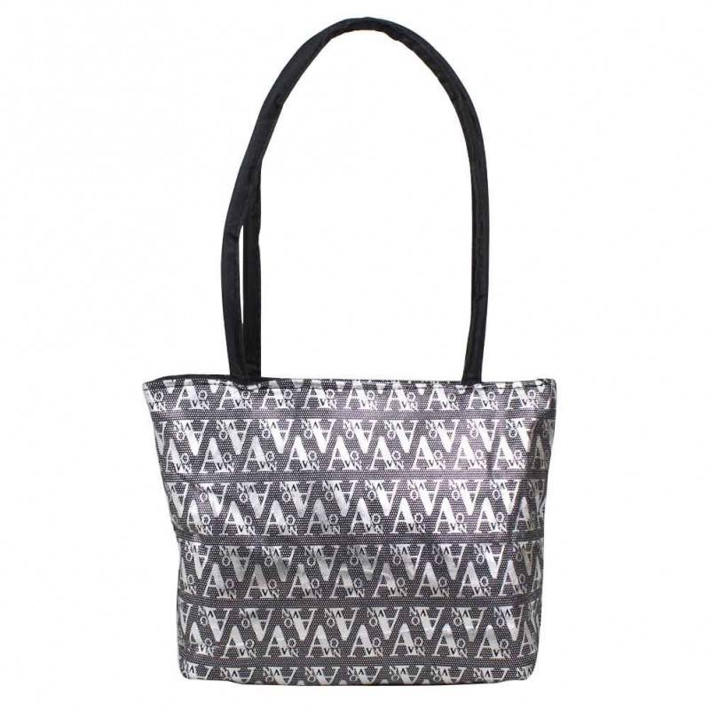 Petit sac épaule noir imprimé design d'écriture graphologique argentée Petit sac épaule noir imprimé design d'écriture graphologique argentée