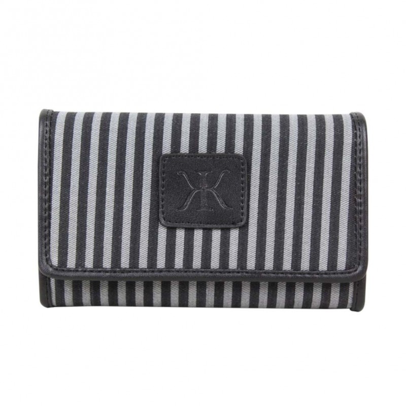 Porte monnaie et cartes DDP toile rayé noir et gris Porte monnaie et cartes DDP toile rayé noir et gris