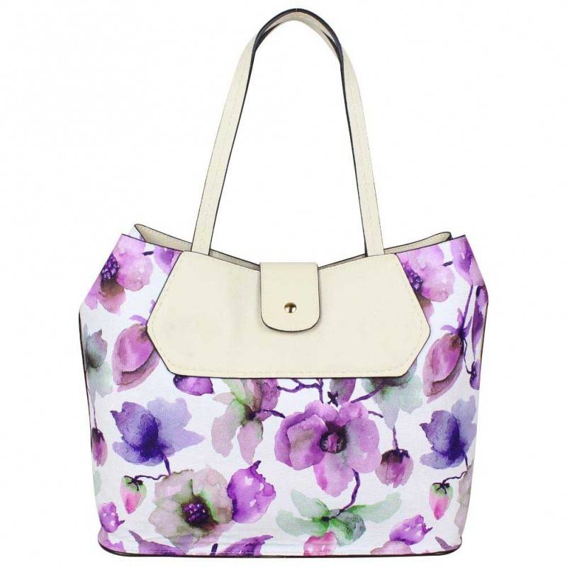 Sac cabas Éternel blanc fleurs violettes Eternel - 1