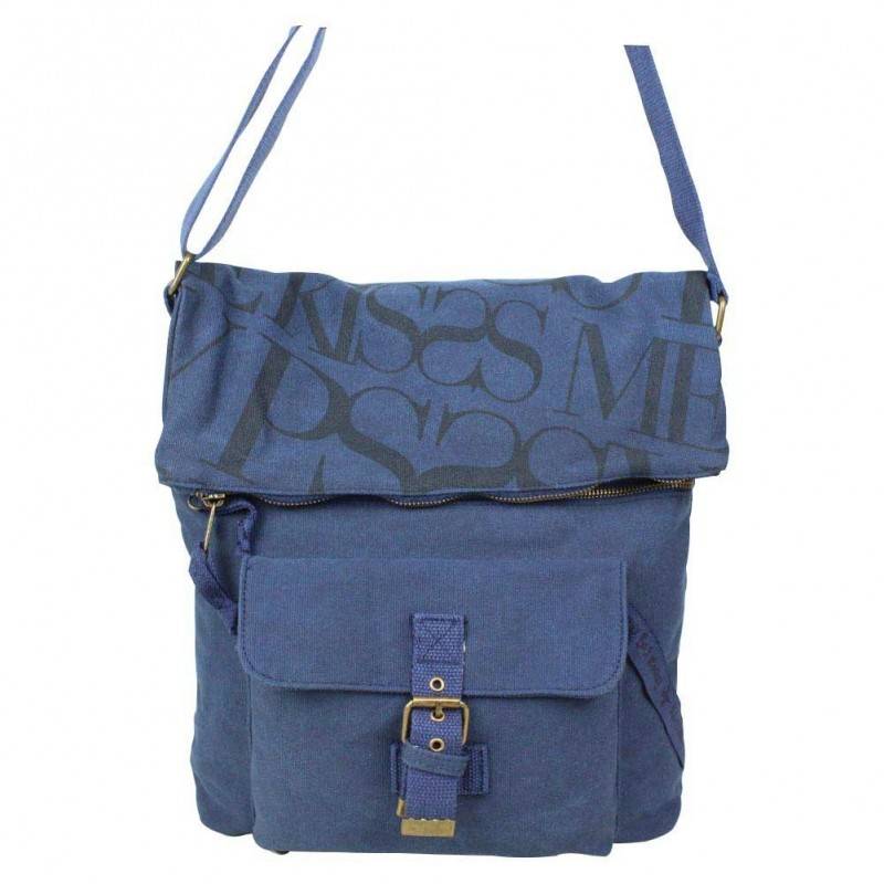 Sac bandoulière Kiss Me Psssy motif imprimé bleu A DÉCOUVRIR ! - 1