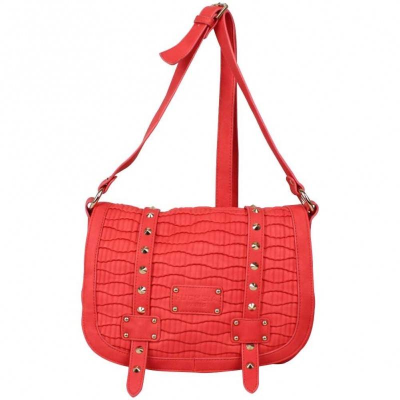 Sac besace bandoulière rabat Fuchsia déco rivets rouge FUCHSIA - 1 Sac besace bandoulière rabat Fuchsia déco rivets rouge FUCHSIA - 1