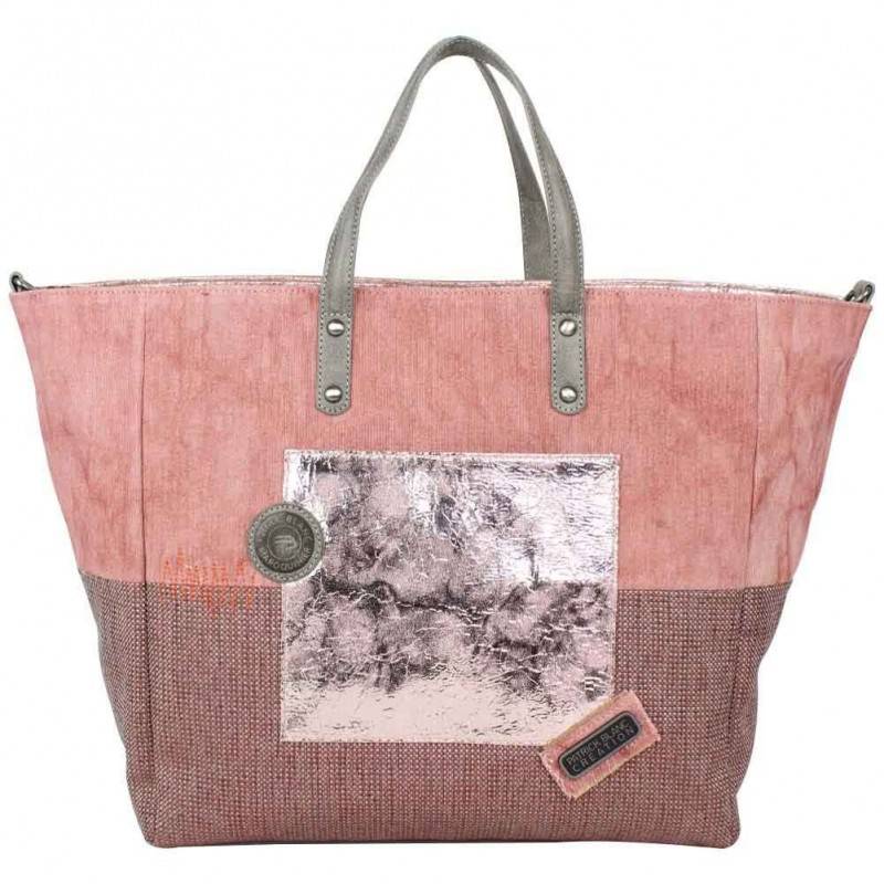Grand sac cabas Patrick Blanc toile et brillant vieux rose Grand sac cabas Patrick Blanc toile et brillant vieux rose