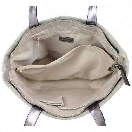 Sac épaule Patrick Blanc effet froissé argent et toile beige PATRICK BLANC - 3