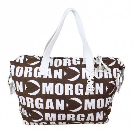 Sac cabas Morgan toile motif marron et blanc MORGAN - 1