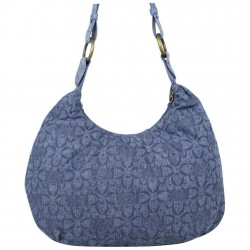 Sac demi lune Morgan toile motif imprimé bleu MORGAN - 4