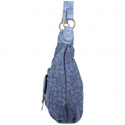 Sac demi lune Morgan toile motif imprimé bleu MORGAN - 2