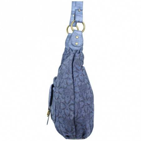 Sac demi lune Morgan toile motif imprimé bleu MORGAN - 2