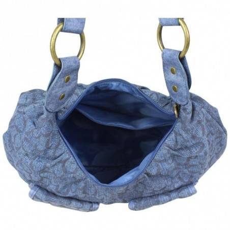 Sac demi lune Morgan toile motif imprimé bleu MORGAN - 3