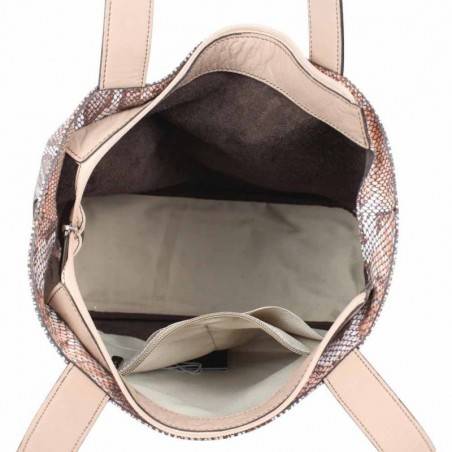 Sac cabas Patrick Blanc cuir motif lézard beige nude PATRICK BLANC - 3