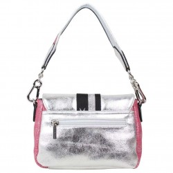 Petit sac épaule + bandoulière Patrick Blanc toile rose et argent PATRICK BLANC - 5