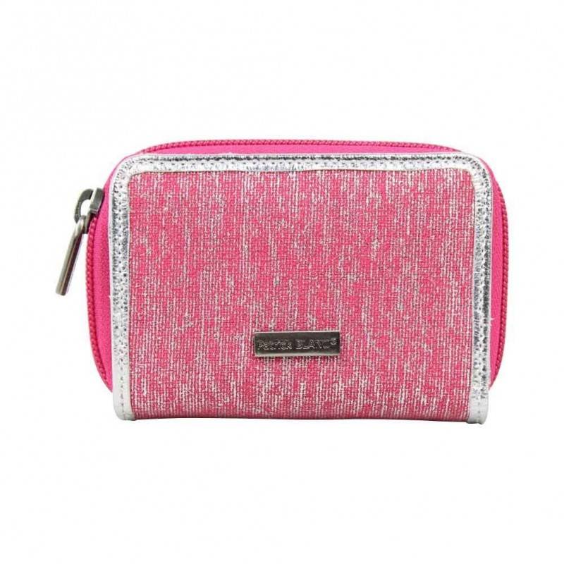 Porte monnaie + cartes Patrick Blanc toile rose et argent PATRICK BLANC - 1 Porte monnaie + cartes Patrick Blanc toile rose et argent PATRICK BLANC - 1