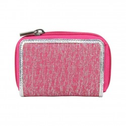 Porte monnaie + cartes Patrick Blanc toile rose et argent PATRICK BLANC - 3 Porte monnaie + cartes Patrick Blanc toile rose et argent PATRICK BLANC - 3