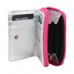 Porte monnaie + cartes Patrick Blanc toile rose et argent PATRICK BLANC - 2 Porte monnaie + cartes Patrick Blanc toile rose et argent PATRICK BLANC - 2