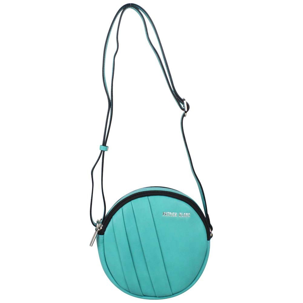 Petit sac rond bandoulière cuir Patrick Blanc turquoise PATRICK BLANC - 1