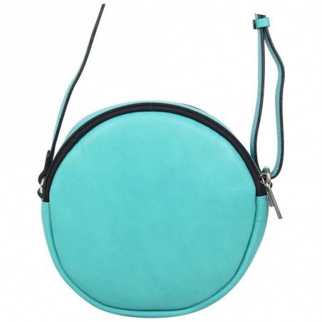 Petit sac rond bandoulière cuir Patrick Blanc turquoise PATRICK BLANC - 3
