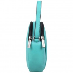 Petit sac rond bandoulière cuir Patrick Blanc turquoise PATRICK BLANC - 2