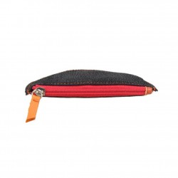 Porte monnaie demi rond plat Patrick Blanc cuir noir / orange PATRICK BLANC - 3