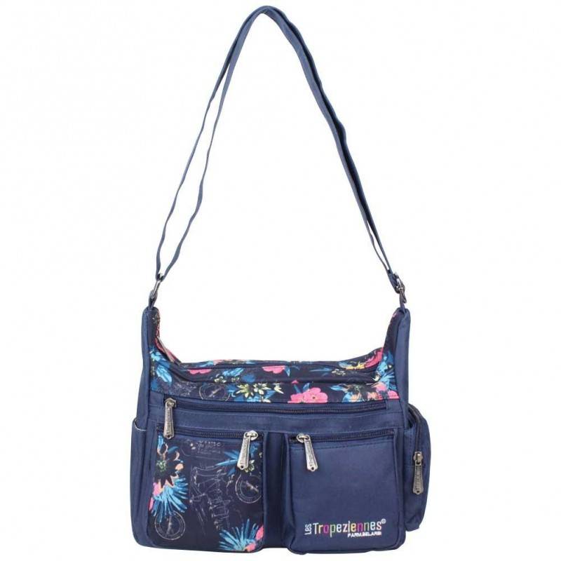 Sac bandoulière Les Tropéziennes Valras bleu motif fleur LES TROPÉZIENNES - 1 Sac bandoulière Les Tropéziennes Valras bleu motif fleur LES TROPÉZIENNES - 1