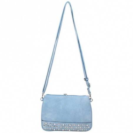 Mini sac pochette plate Fuchsia déco strass bleu clair FUCHSIA - 1