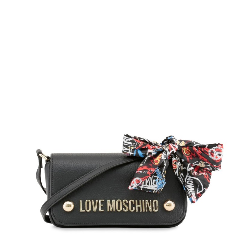 Petit sac épaule déco foulard Love Moschino Noir Petit sac épaule déco foulard Love Moschino Noir