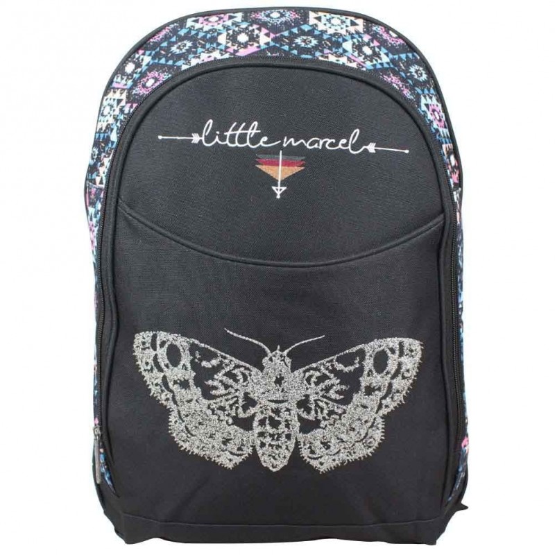 Sac à dos Little Marcel Papillon et déco ethnique 2 compartiments Sac à dos Little Marcel Papillon et déco ethnique 2 compartiments