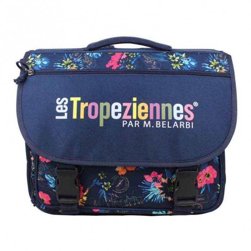 Cartable Tropéziennes 38cm motif fleur Wissant Bleu LES TROPÉZIENNES  - 1