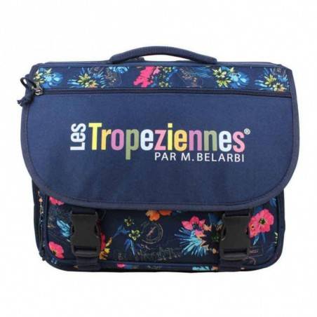 Cartable Tropéziennes 38cm motif fleur Wissant Bleu LES TROPÉZIENNES  - 1