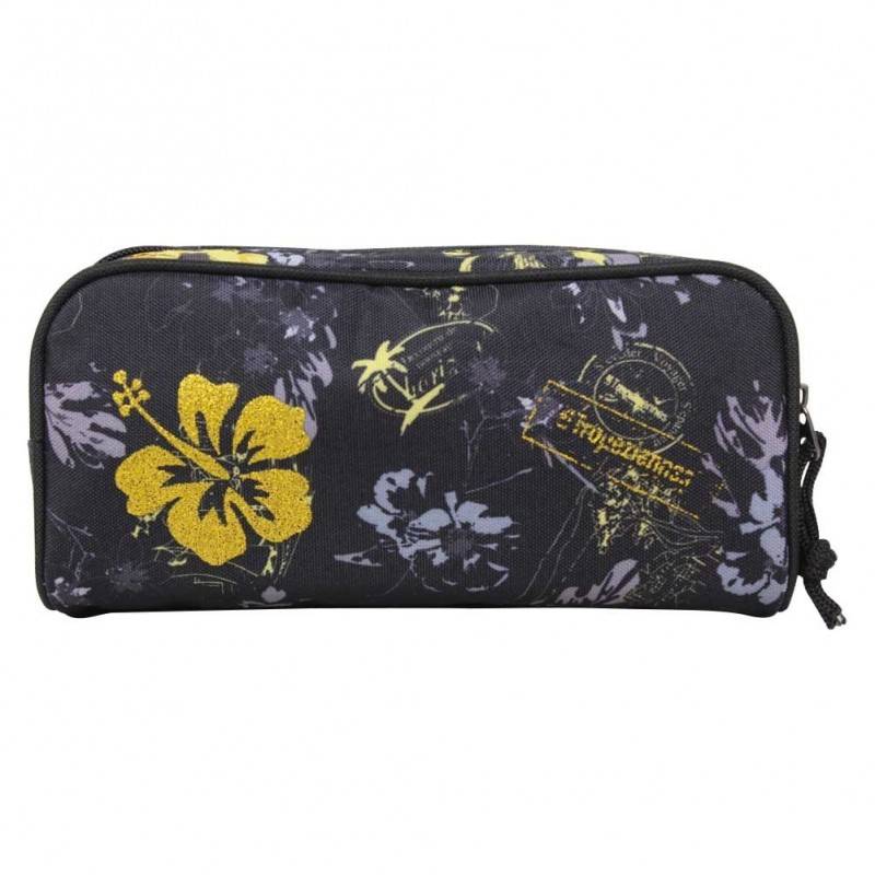 Trousse Les Tropéziennes rectangle motif fleur Wissant Noir LES TROPÉZIENNES - 1 Trousse Les Tropéziennes rectangle motif fleur Wissant Noir LES TROPÉZIENNES - 1