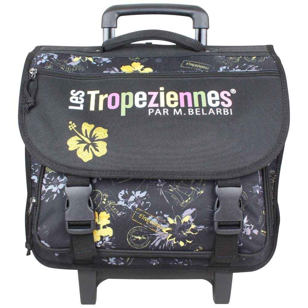 Cartable à roues Tropéziennes 40cm motif fleur Wissant Noir LES TROPÉZIENNES  - 1