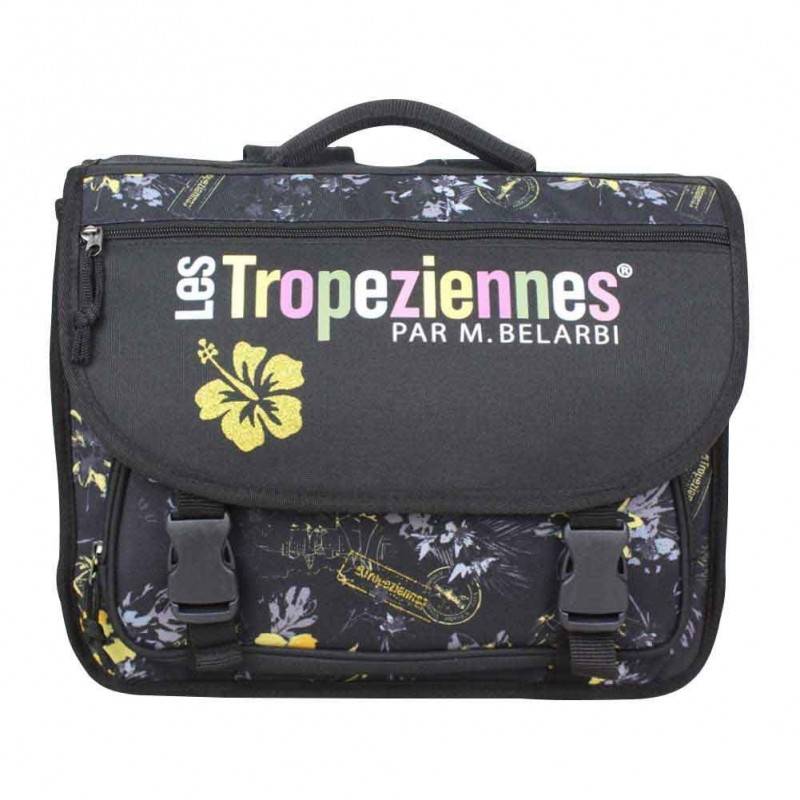 Cartable Tropéziennes 40cm motif fleur Wissant Noir LES TROPÉZIENNES - 1 Cartable Tropéziennes 40cm motif fleur Wissant Noir LES TROPÉZIENNES - 1