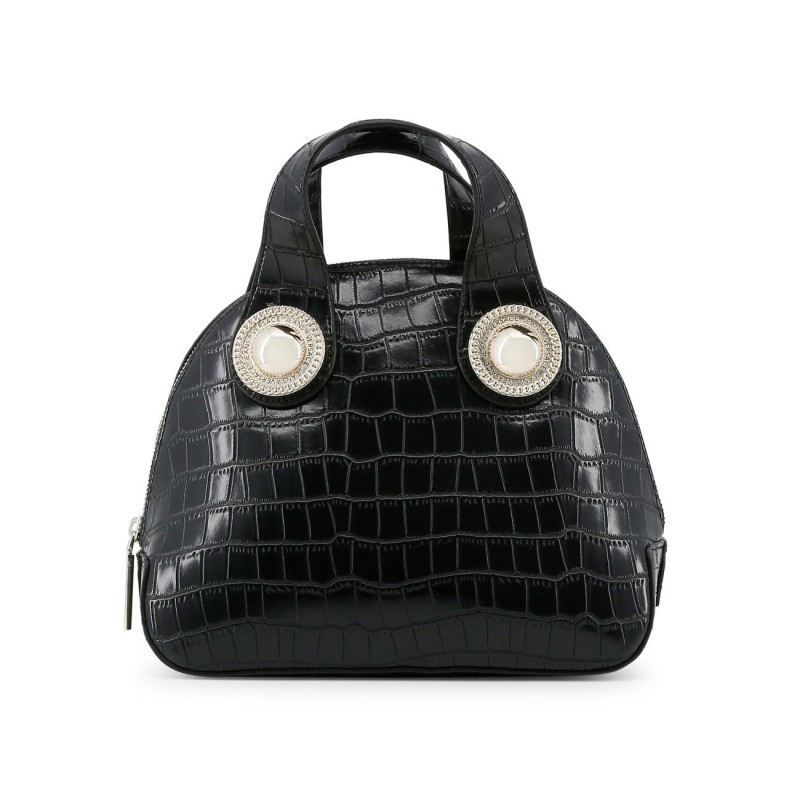 Sac à main Versace Jeans demi rond déco effet croco mat Noir Sac à main Versace Jeans demi rond déco effet croco mat Noir
