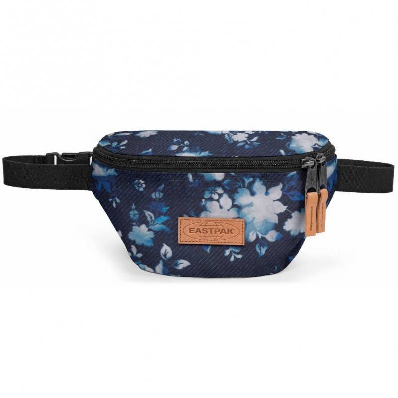 Petite pochette ceinture banane Eastpak EK074 81T Flower Bleach bleu marine fleur Petite pochette ceinture banane Eastpak EK074 81T Flower Bleach bleu marine fleur
