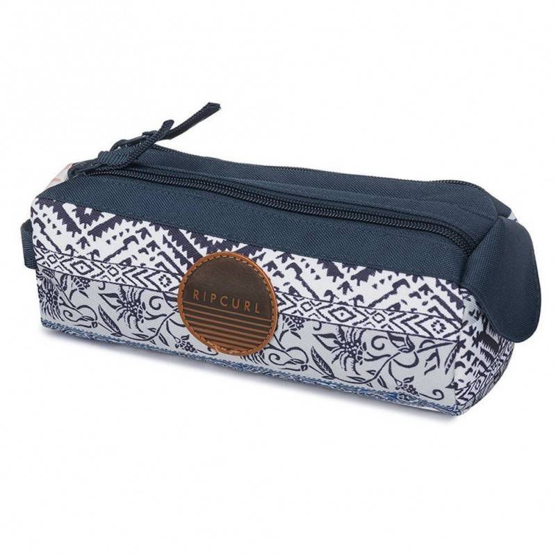 Trousse Rip Curl bleu imprimé ethnique Hi Desert 2 compartiments double Trousse Rip Curl bleu imprimé ethnique Hi Desert 2 compartiments double