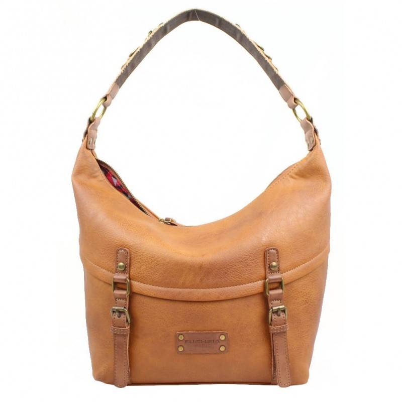 Sac Fuchsia Omarion hobo souple vieilli camel FUCHSIA - 1