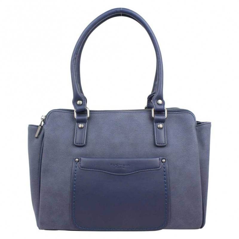 Sac Fuchsia Tina style carré déco sellier bleu marine FUCHSIA - 1