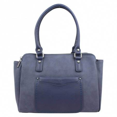 Sac Fuchsia Tina style carré déco sellier bleu marine FUCHSIA - 1