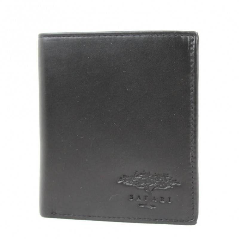 Porte monnaie et carte en cuir lisse Safari noir Porte monnaie et carte en cuir lisse Safari noir