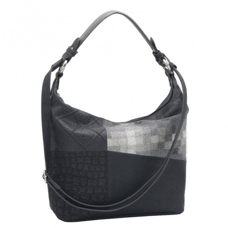 Sac seau Patrick Blanc motif patchwork noir gris PATRICK BLANC - 1