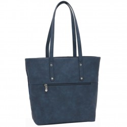 Sac cabas trapèze Patrick Blanc motif patchwork bleu marine PATRICK BLANC - 2