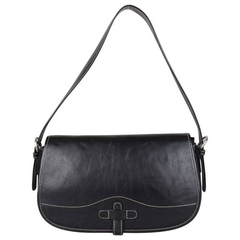 Sac épaule à rabat en cuir Duolynx Noir DUOLYNX - 1