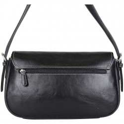 Sac épaule à rabat en cuir Duolynx Noir DUOLYNX - 4