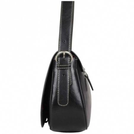 Sac épaule à rabat en cuir Duolynx Noir DUOLYNX - 3